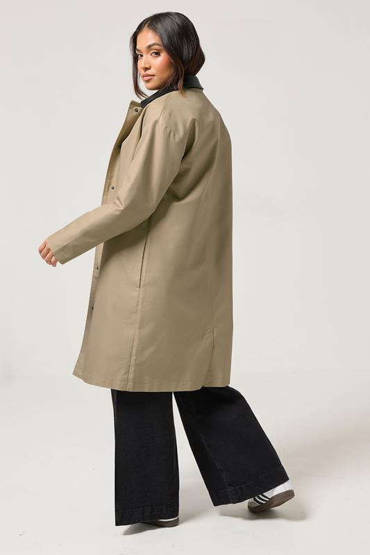 PixieGirl Petite Women's Stone Brown Contrast Collar Car Coat | PixieGirl 3