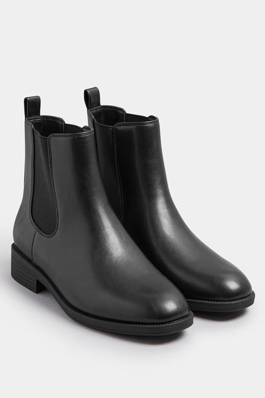 Black Faux Leather Chelsea Ankle Boots In Wide E Fit & Extra Wide EEE Fit | Yours Clothing 2