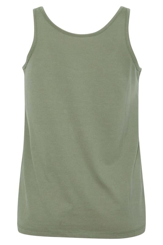 Petite Khaki Green Dipped Hem Vest Top | PixieGirl 6