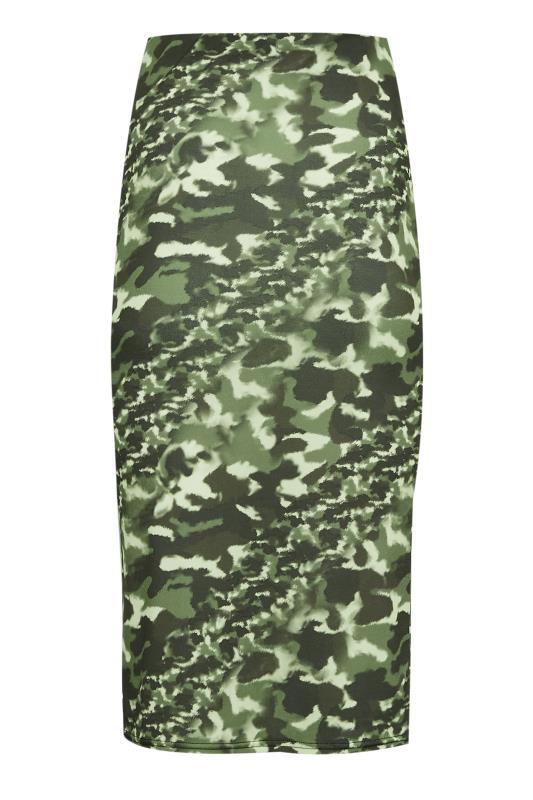 PixieGirl Khaki Green Camo Print Stretch Tube Midi Skirt | PixieGirl 6