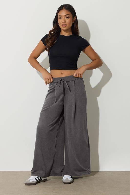 Petite  PixieGirl Petite Dark Grey Ponte Palazzo Trousers