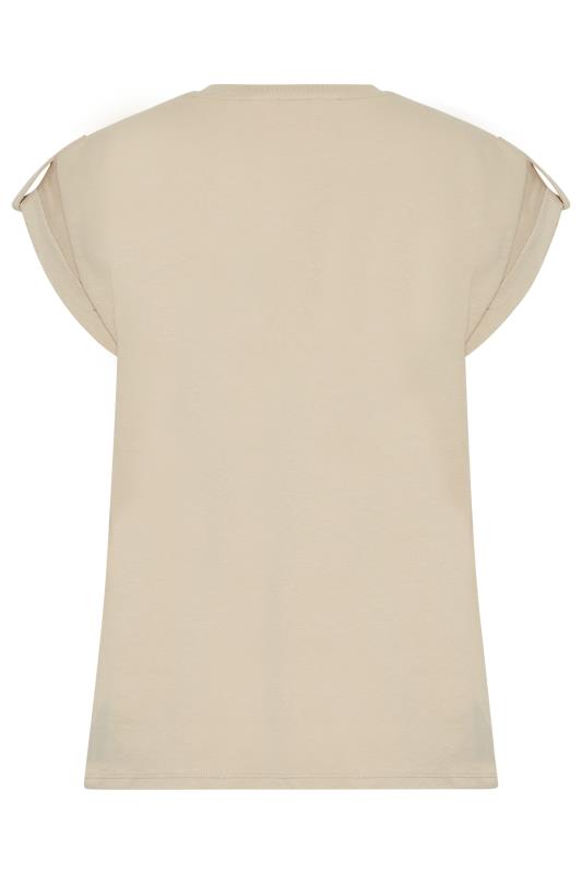 Petite Natural Brown Pocket Detail Cotton T-Shirt | PixieGirl 7