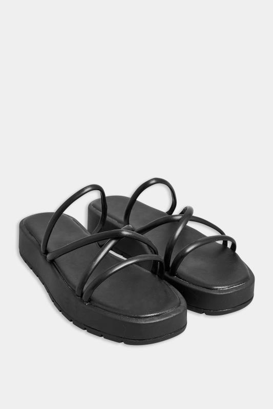 PixieGirl Black Strappy Flatform Sandals In Standard Fit | PixieGirl 2