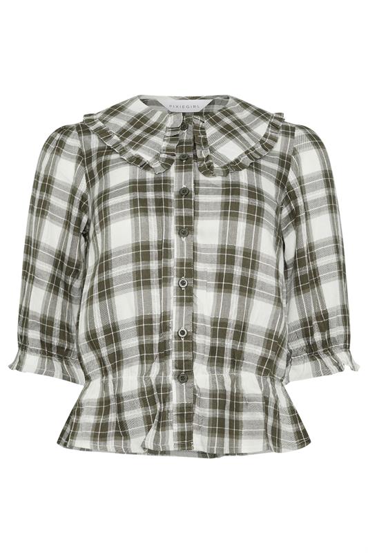 Petite  PixieGirl Petite Green Check Collar Smock Top