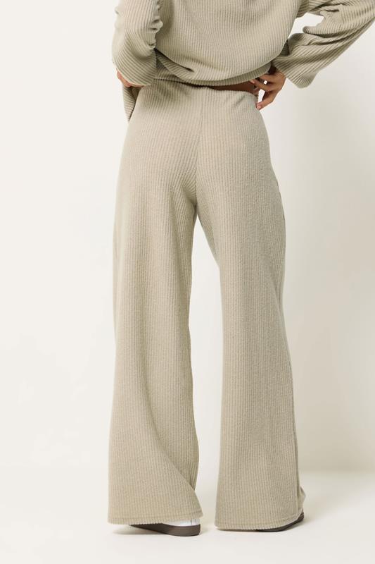 PixieGirl Petite Women's Set Sage Green Ribbed Top & Wide Leg Trousers | PixieGirl 7