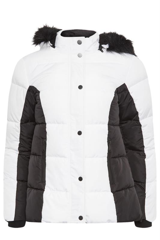 PixieGirl Black & White Colourblock Hooded Puffer Jacket | PixieGirl 6