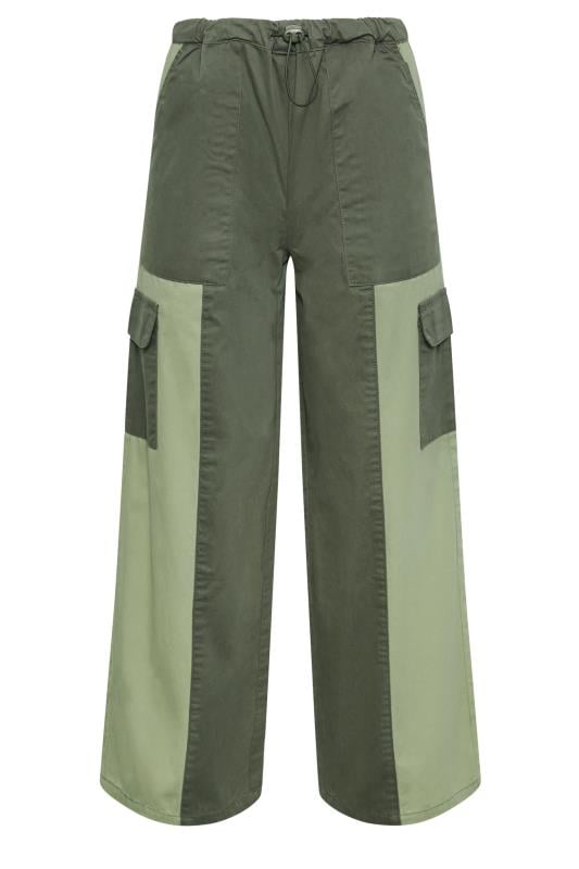 PixieGirl Petite Womens Khaki Green Colourblock Cargo Trousers | PixieGirl 8