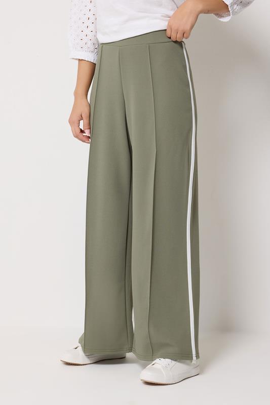M&Co Petite Khaki Green Pintuck Trousers | M&Co 1