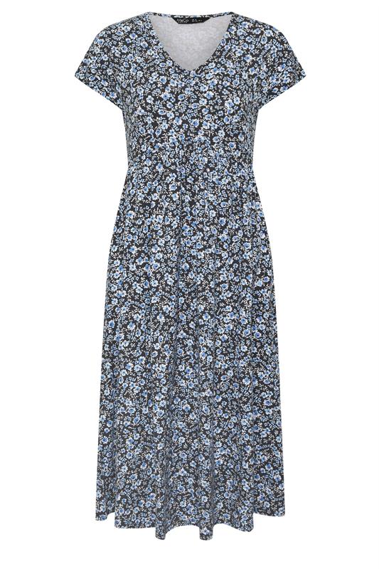 M&Co Petite Black Floral V-Neck Midi Dress | M&Co 5