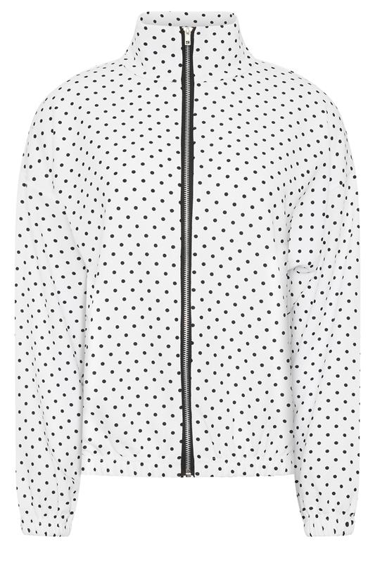 PixieGirl Petite Women's White Polka Dot Textured Funnel Neck Jacket | PixieGirl 6
