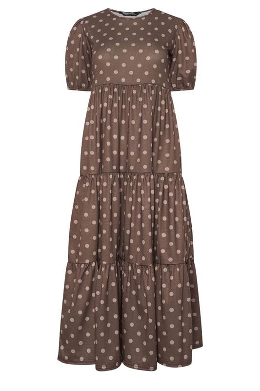Petite  PixieGirl Petite Chocolate Brown Spot Tiered Dress