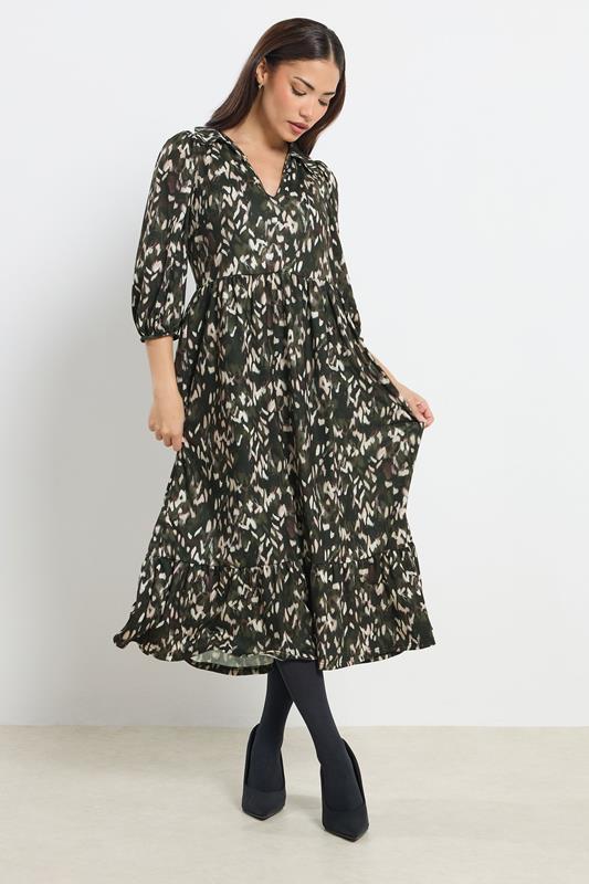 PixieGirl Petite Khaki Green Camo Midaxi Dress