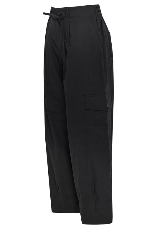PixieGirl Petite Women's Black Poplin Cotton Cargo Barrel Leg Trousers | PixieGirl 6
