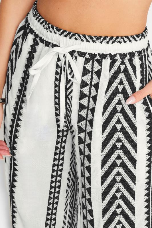 PixieGirl Petite Women's Black & White Aztec Print Wide Leg Trousers | PixieGirl 4