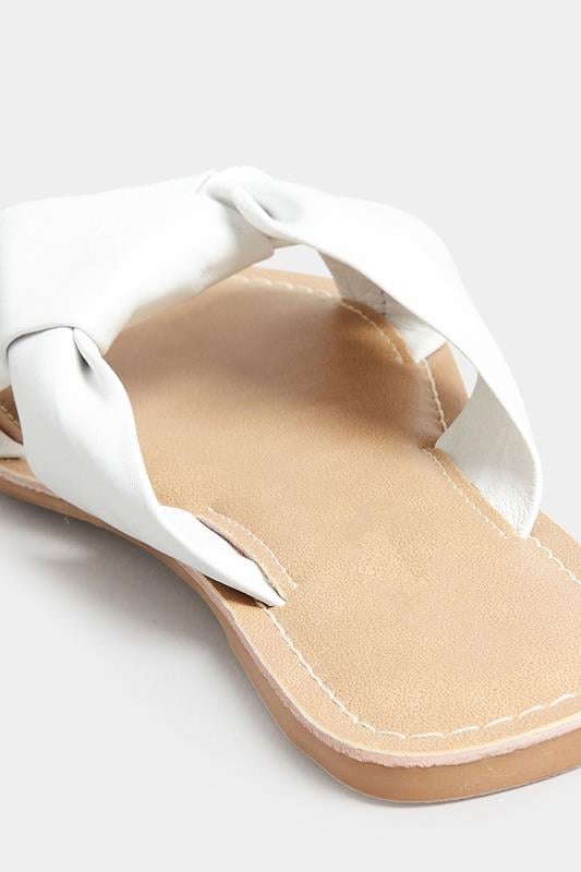 PixieGirl White Leather Knot Sandals In Standard Fit | PixieGirl 4