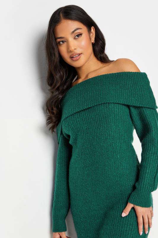 PixieGirl Green Bardot Tunic Knit Dress | PixieGirl 5