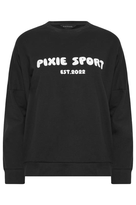 PixieGirl Petite Black 'Pixie Sport' Slogan Sweatshirt | PixieGirl