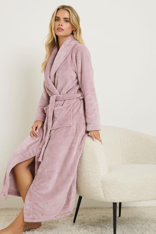 PixieGirl Petite Women's Pink Super Luxe Shawl Maxi Dressing Gown | PixieGirl 2