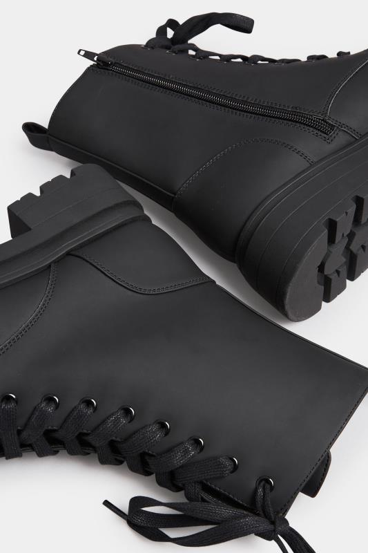 LIMITED COLLECTION Black Chunky Lace Up Boots In Wide E Fit & Extra Wide EEE Fit | Yours Clothing 4