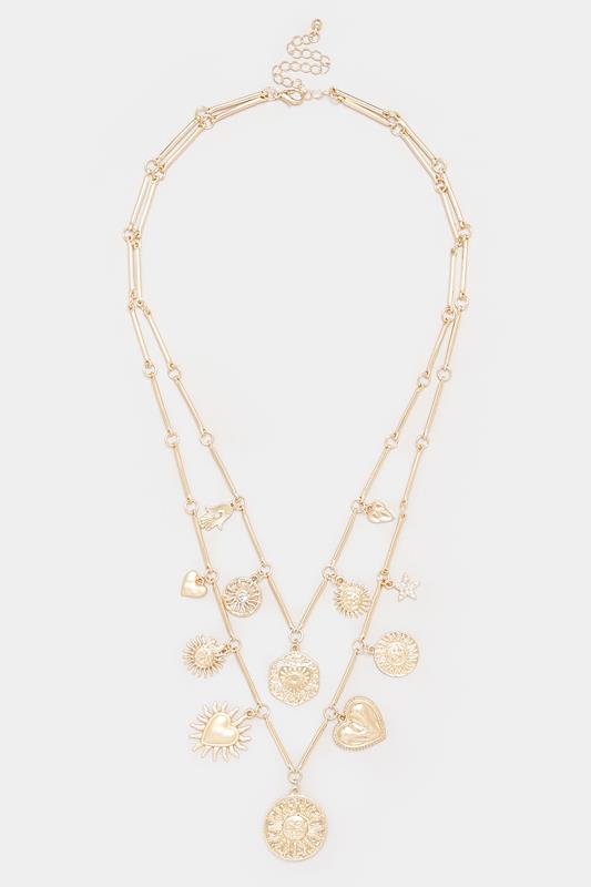 Gold Tone Pendant Charm Layered Chain Necklace | Yours Clothing 2