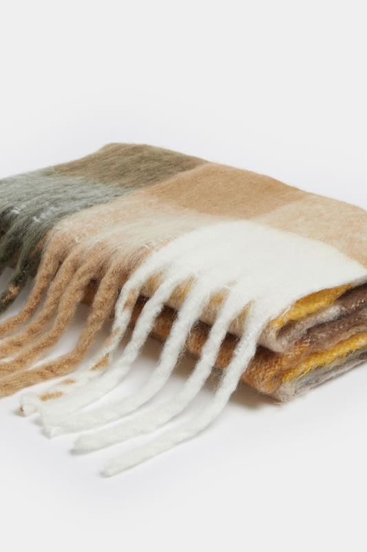 Yellow Checked Soft Touch Scarf | Yours Clothing 3