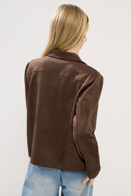 PixieGirl Petite Women's Chocolate Brown Suedette Jacket | PixieGirl 3