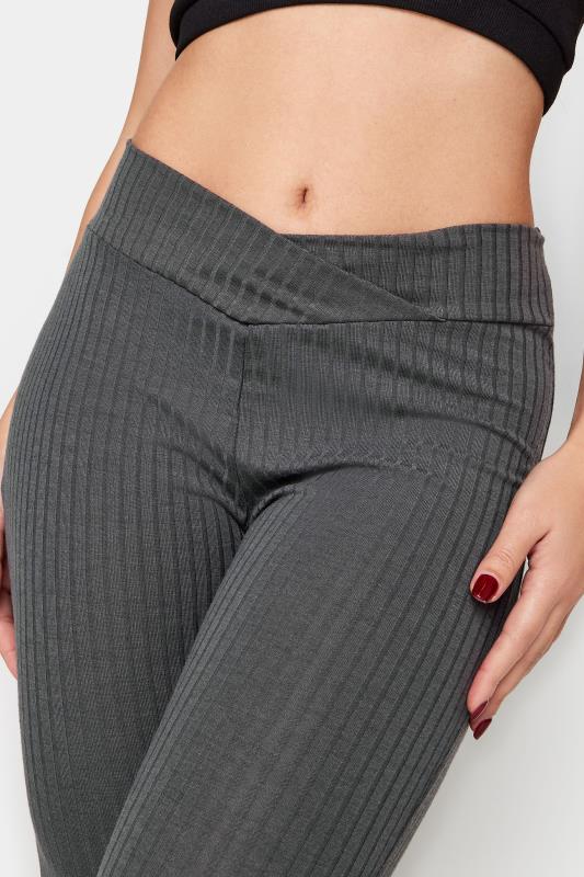 PixieGirl Grey V-Waist Ribbed Flare Trousers | PixieGirl 5