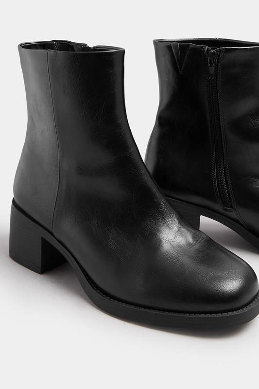 Black Faux Leather Square Toe Chelsea Boots In Extra Wide EEE Fit | Yours Clothing 6