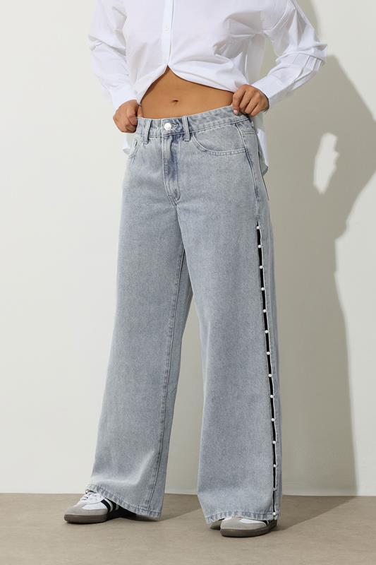 PixieGirl Petite Women's Light Blue Pearl Detail Jeans | PixieGirl 2