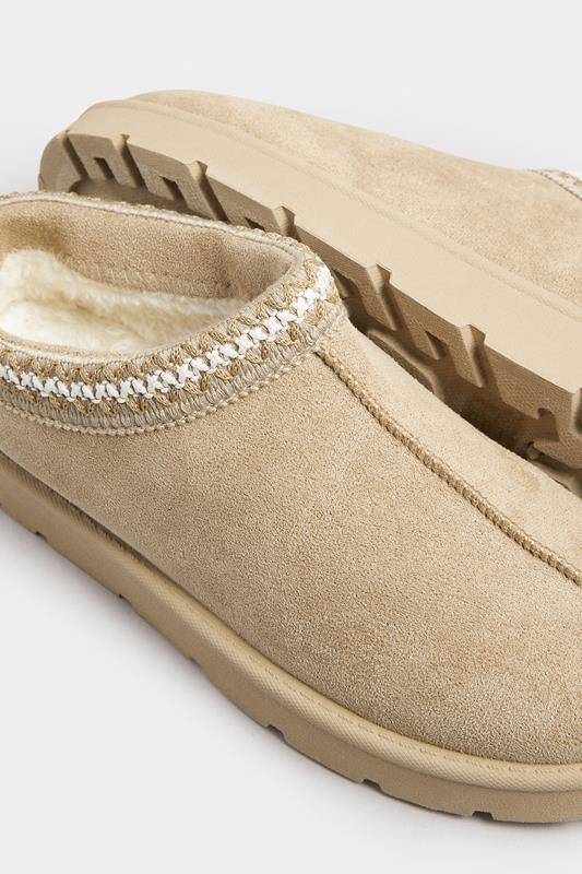 Brown Faux Suede Embroidered Mules In Standard Fit | Yours Clothing 4