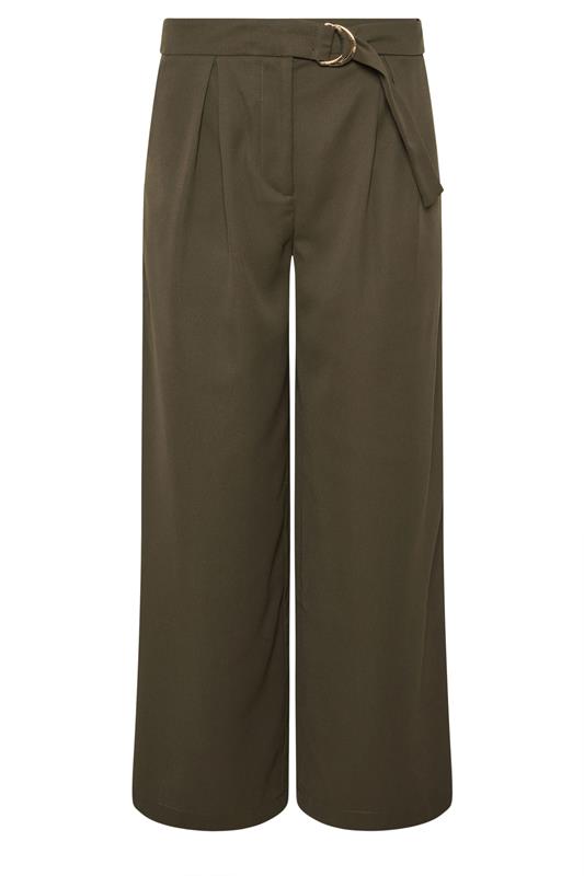 PixieGirl Petite Women's Olive Green Belted Wide Leg Trousers | PixieGirl 5