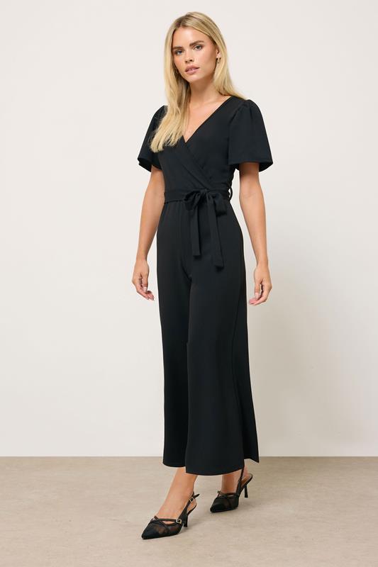 M&Co Petite Black Cropped Jumpsuit | M&Co 1