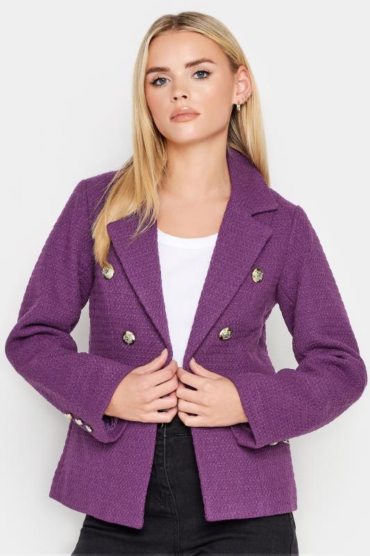 Petite  PixieGirl Purple Check Boucle Blazer