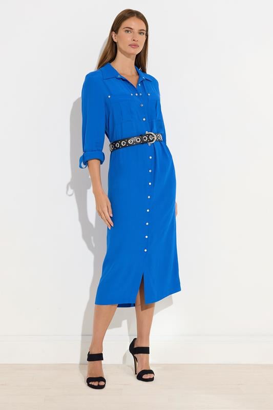   STAR Blue Buckle Shirt Dress