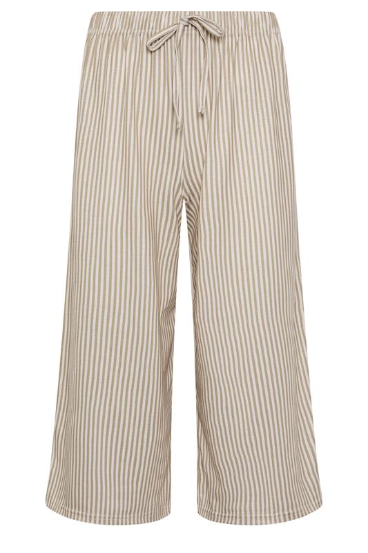 M&Co Petite Neutral Brown Stripe Wide Leg Culottes | M&Co 5