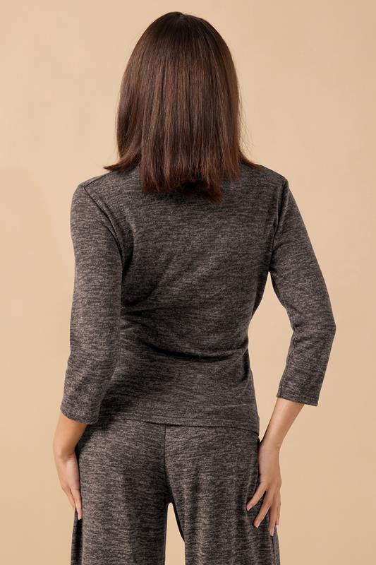 PixieGirl Petite Women's Chocolate Brown Marl Wrap Top | PixieGirl 3