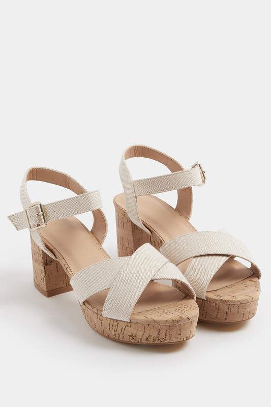  Yours Natural Brown Platform Sandals In Wide E Fit