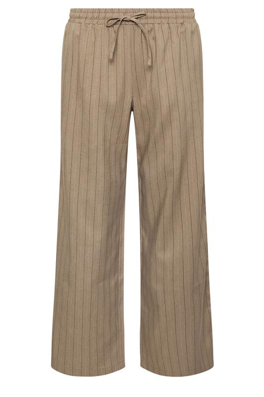 Petite  PixieGirl Petite Natural Brown Stripe Pull On Wide Leg Trousers