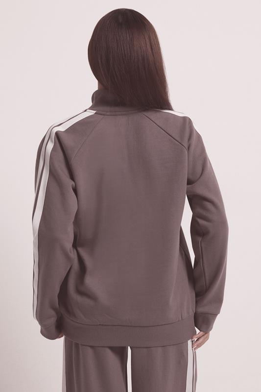 PixieGirl Petite Women's Purple Stripe Quarter Zip Sweatshirt | PixieGirl 4