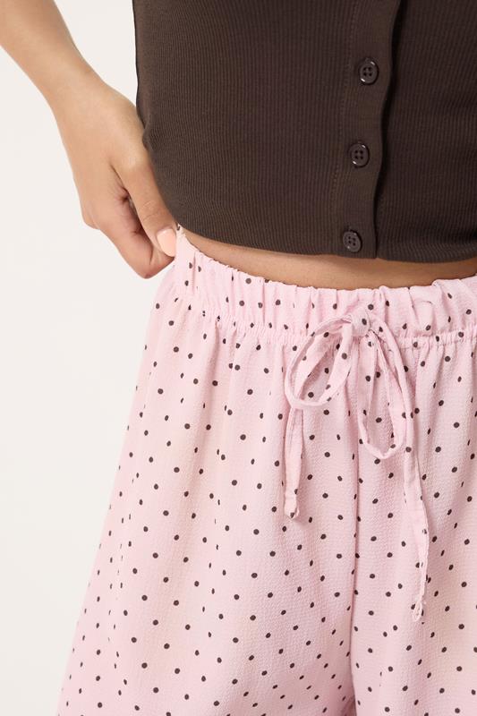PixieGirl Petite Women's Pink Polka Dot Wide Leg Trousers | PixieGirl 5