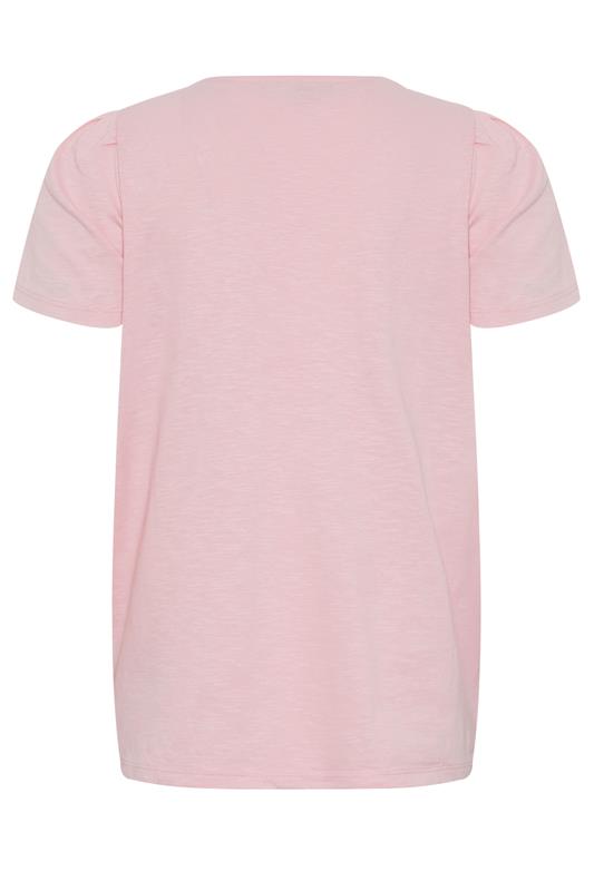 M&Co Petite Pink Short Sleeve Frill Cotton Blouse | M&Co 2