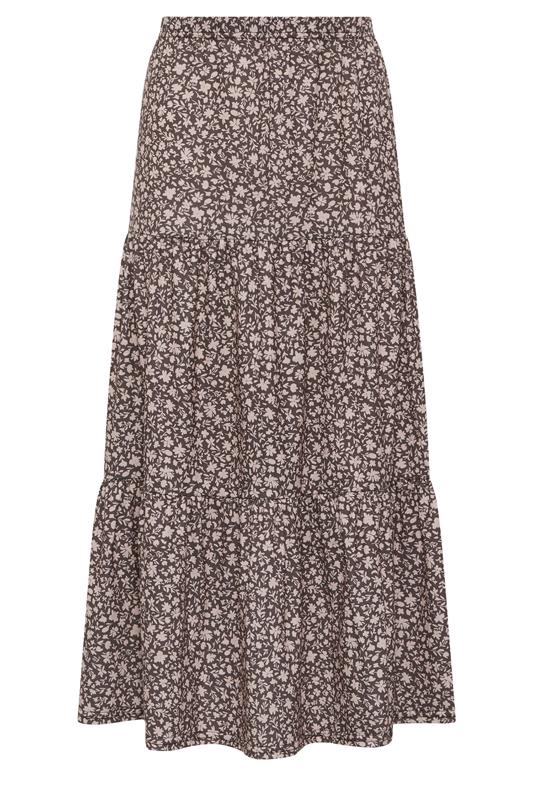 M&Co Petite Brown Floral Tiered Maxi Skirt | M&Co 5