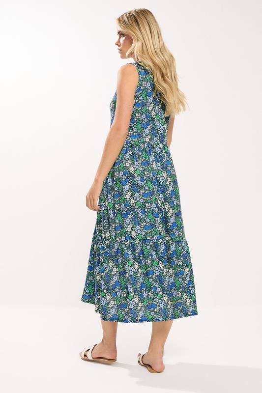 M&Co Petite Blue Floral Ditsy Print Sleeveless Dress | M&Co 2