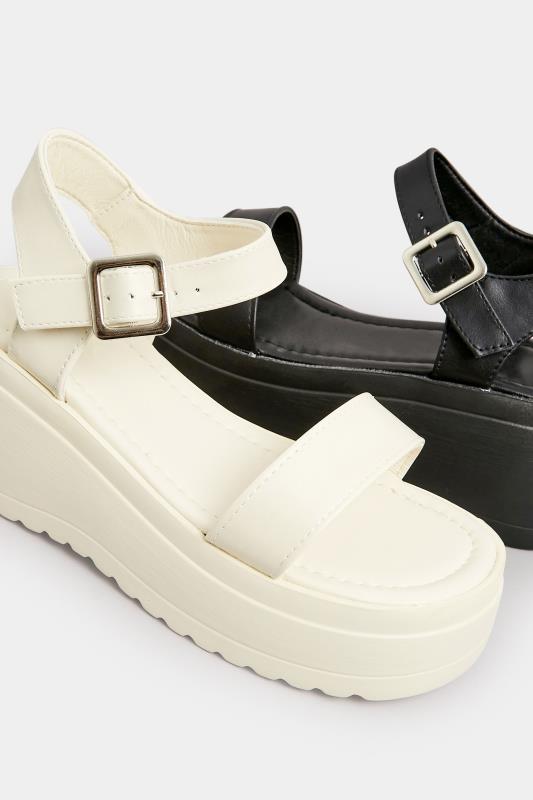 PixieGirl White Chunky Wedge Sandals In Standard Fit | PixieGirl 6