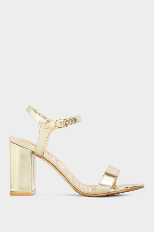 LIMITED COLLECTION Gold Block Heeled Sandal In Wide E Fit & Extra Wide EEE Fit | Yours Clothing 3