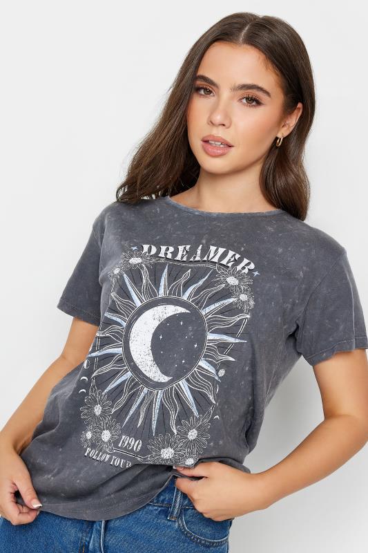 Petite  PixieGirl Charcoal Grey 'Dreamer' Slogan T-Shirt