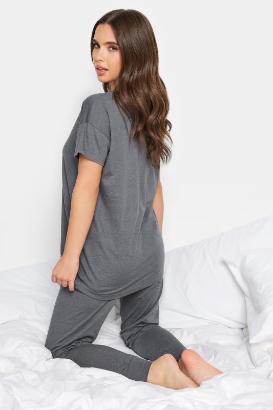 PixieGirl Petite Womens Charcoal Grey 'Dreaming All Night Long' Slogan Pyjama Set | PixieGirl 4