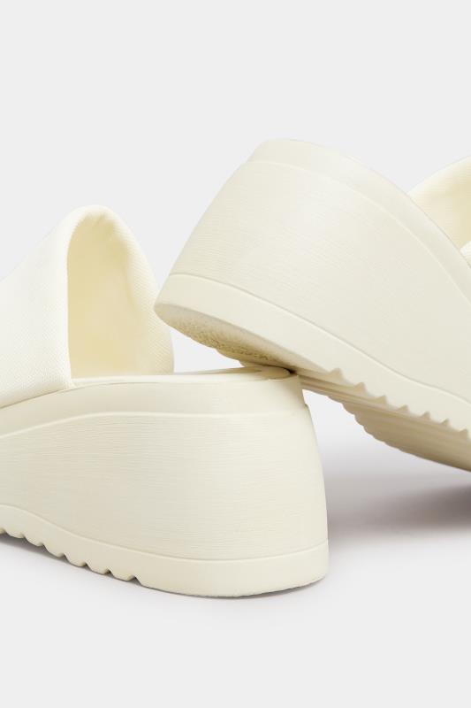 PixieGirl White Wedge Platform Mule Sandals In Standard Fit | PixieGirl 4