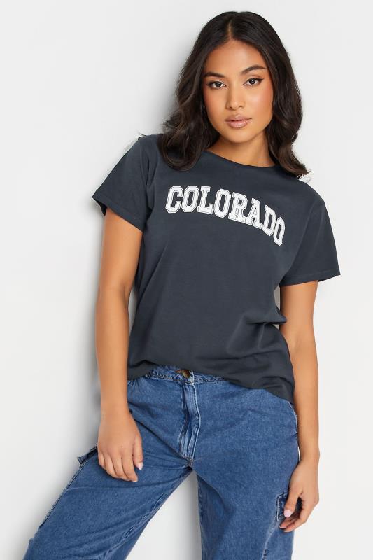 Petite  PixieGirl Navy Blue 'Colorado' Slogan T-Shirt