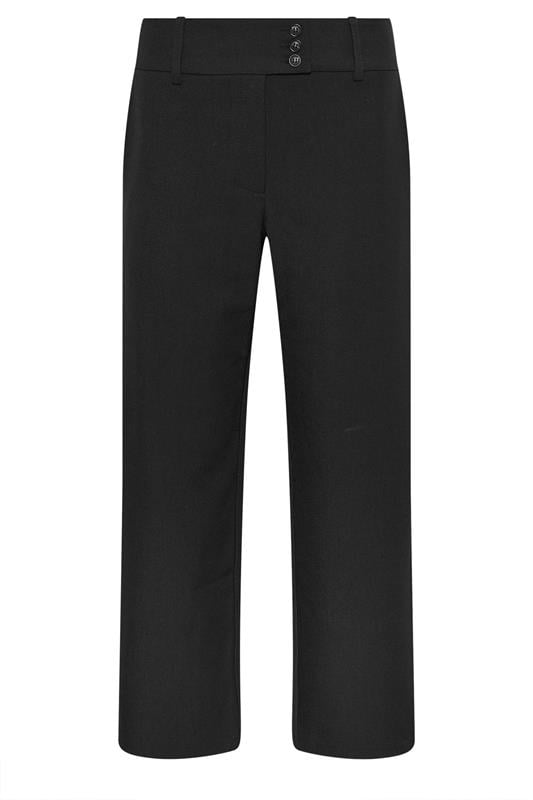 PixieGirl Petite Women's Black Button Tab Detail Wide Leg Trousers | PixieGirl 5